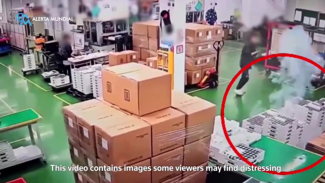 Surveillance video captured lithium batteries exploding at a battery plant in Hwaseong, South Korea