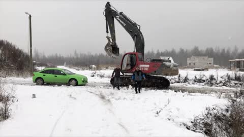 Car vs Excavator Ends in Instant Karma