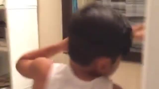 Scare little brother in bathroom