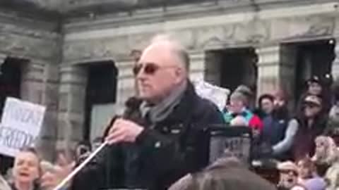 Hon. Brian Peckford - Speaks in front of the BC Legislature.