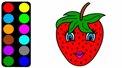 Strawberry Coloring Activity For Kids - Learn Colors - Preschoo