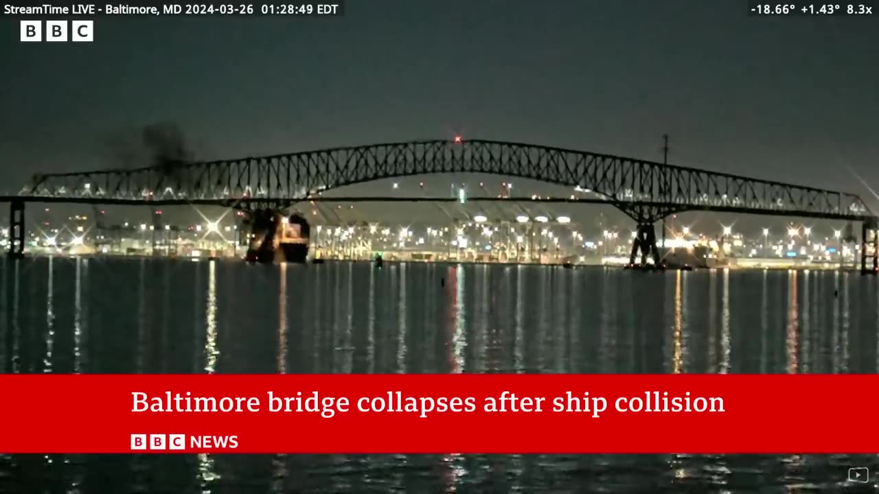 Baltimore: ‘Mass casualty event’ as bridge collapses after being hit by ship