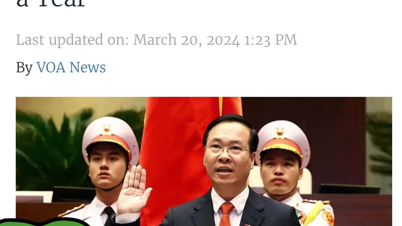 NEWS FLASH - President Vo Van Thuong of Vietnam has resigned