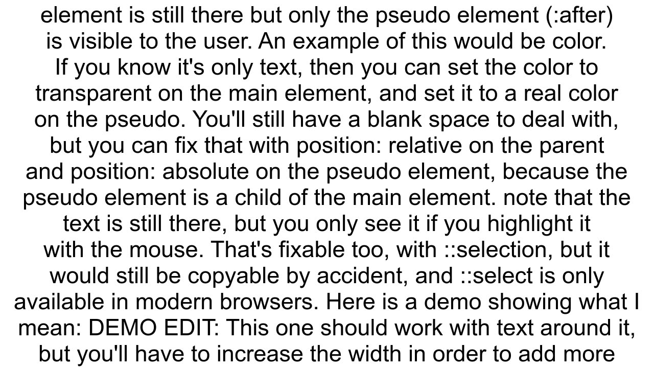 How to show element39s attribute value via pseudoelement while hiding the element39s contents using