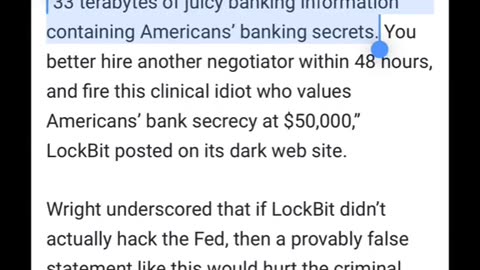 They Hacked The Federal Reserve~Deadline Loons For Alleged LockBit Extortion Of Feds Over 33TB Data