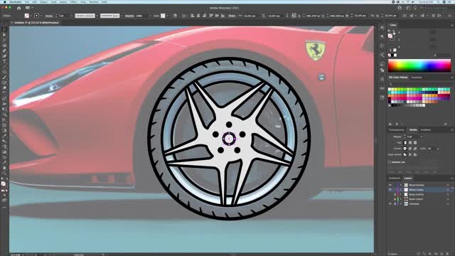 Illustrator drawing - teach you how to draw a Ferrari F8 VII