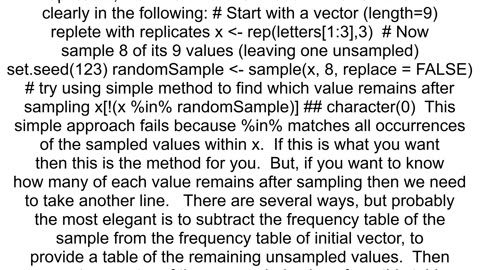 How do I find the remaining items in a vector after sampling