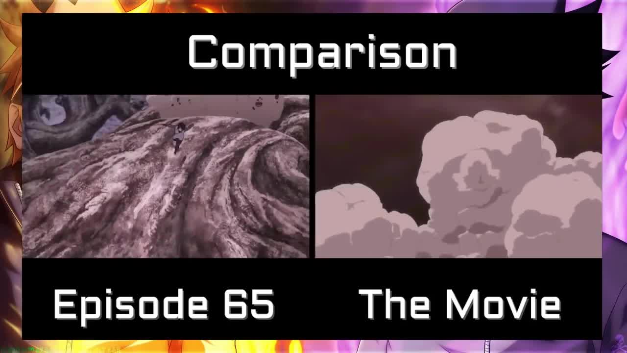 Naruto and Sasuke VS Momoshiki Comparison Side by Side_ Boruto Anime (Episode 65 VS The Movie)