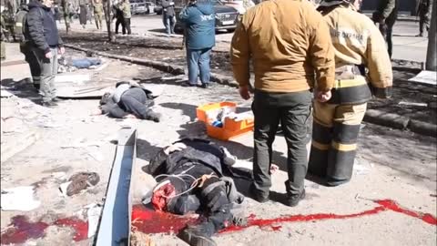 WARNING GRAPHIC-Ukrainian War crime - footage of Ukrainian cluster bomb attack in Donetsk