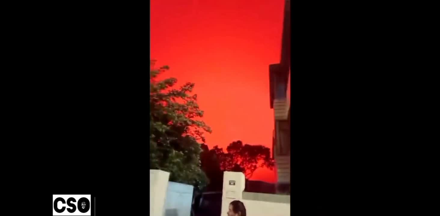 Assusta moradores de cidade na China, o céu fica vermelho