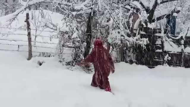 Cute girl enjoy in Snow