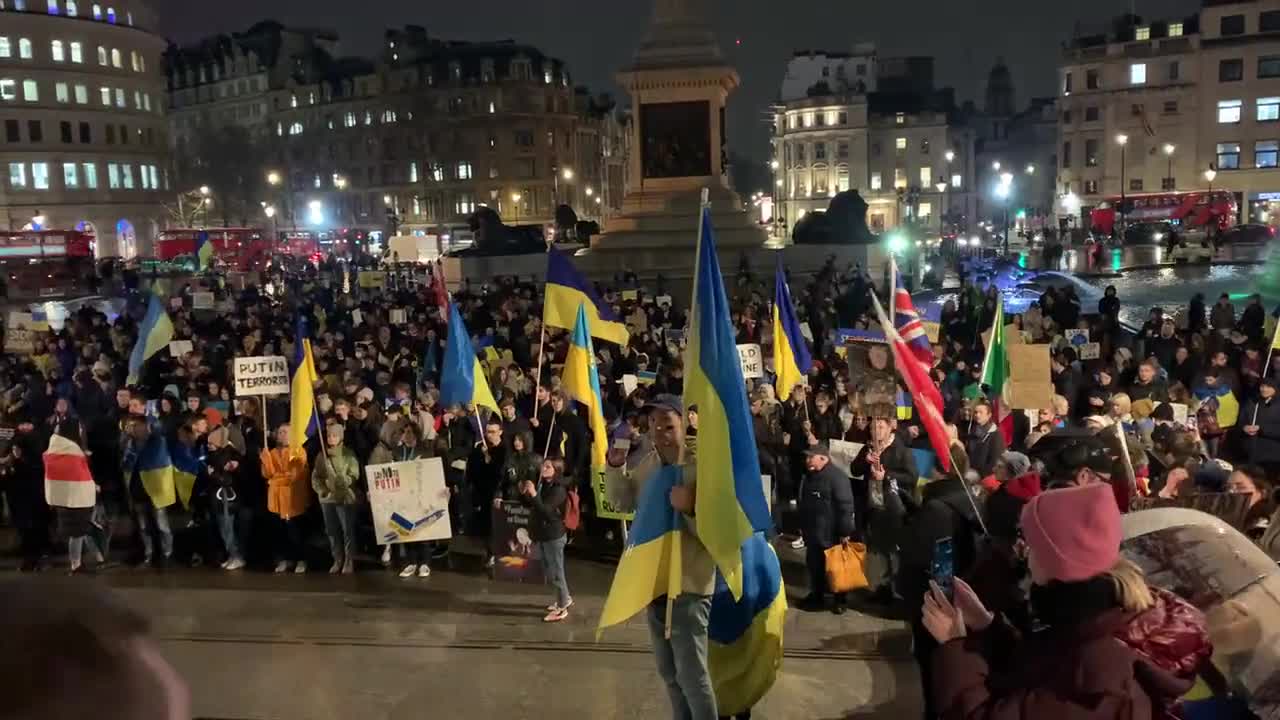 In Trafalgar Square now. Ukraine protest