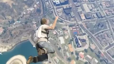 Michael, Franklin and Trevor jumps into the pool from very high|| Gta V