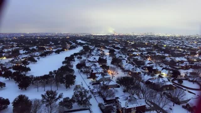 February 2021 Evening Snow Flight in DFW