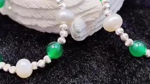 GN-20241223-02 Chrysoprase Beaded earring 6MM Beads with pearl silver Best Chrysoprase Smooth Round