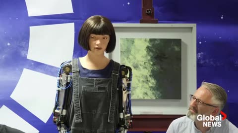 "Will your presence crush people?": Robots reply questions at AI press