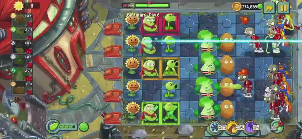 Plants vs Zombies 2 Far Future - Day 6