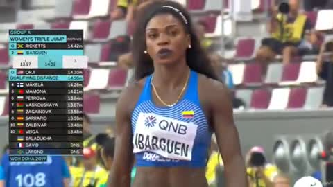 Con este salto, Caterine Ibargüen aseguró su lugar en la final del salto triple