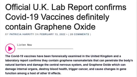 OFIICIAL U.K. LAB REPORT CONFIRMS COVID-19 INJECTIONS DEFINITELY CONTAIN GRAPHENE OXIDE