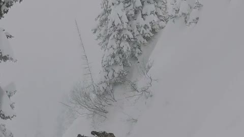Deep snow ski landing fail