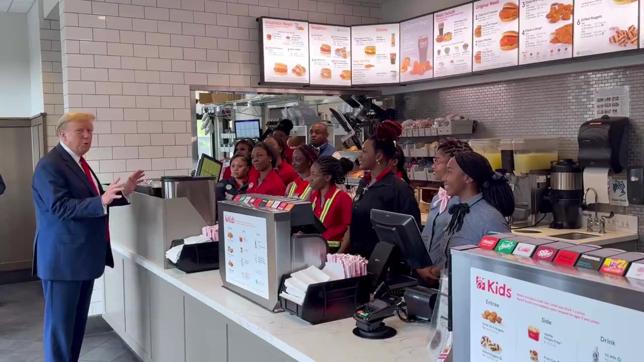 President Trump makes surprise stop at Chick-fil-A in Atlanta, Georgia