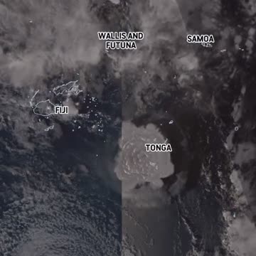 Satellite imagery shows shockwave as Tonga's Hunga volcano erupts, causing tsunami