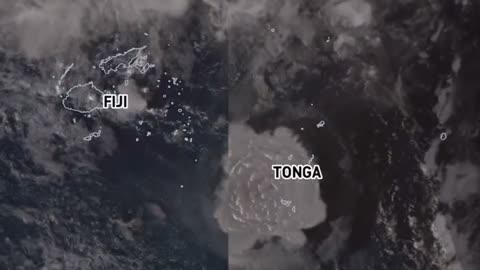 Satellite imagery shows shockwave as Tonga's Hunga volcano erupts, causing tsunami