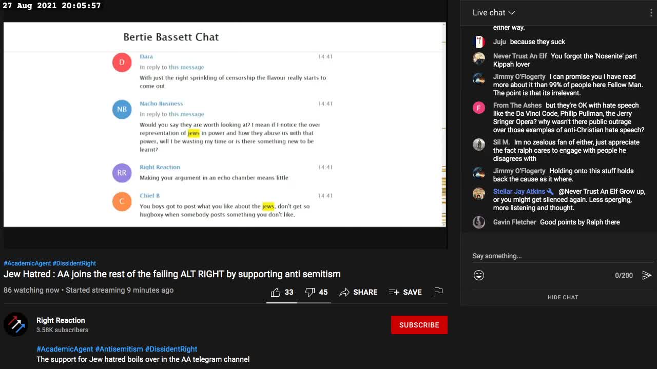 R Right Reaction 2021-08-27 Jew Hatred - AA joins the rest of the failling ALT RIGHT