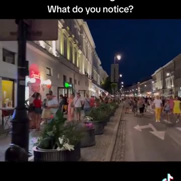 Walking through Warsaw, Poland at night.