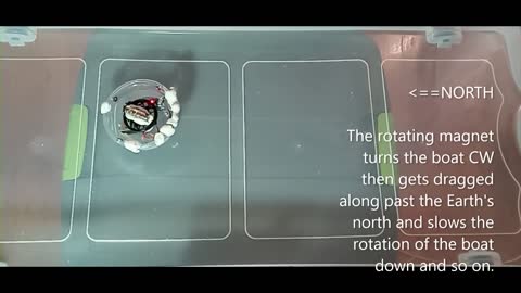 EARTH FIELD MAGNETIC BOAT WITH SPINNING MAGNET ROTATING BOAT FASTER AND SLOWER