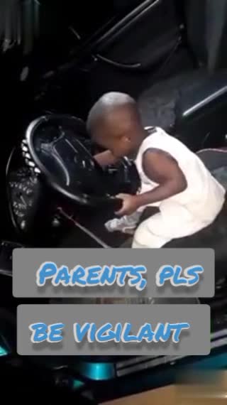 Little boy starts his parent car
