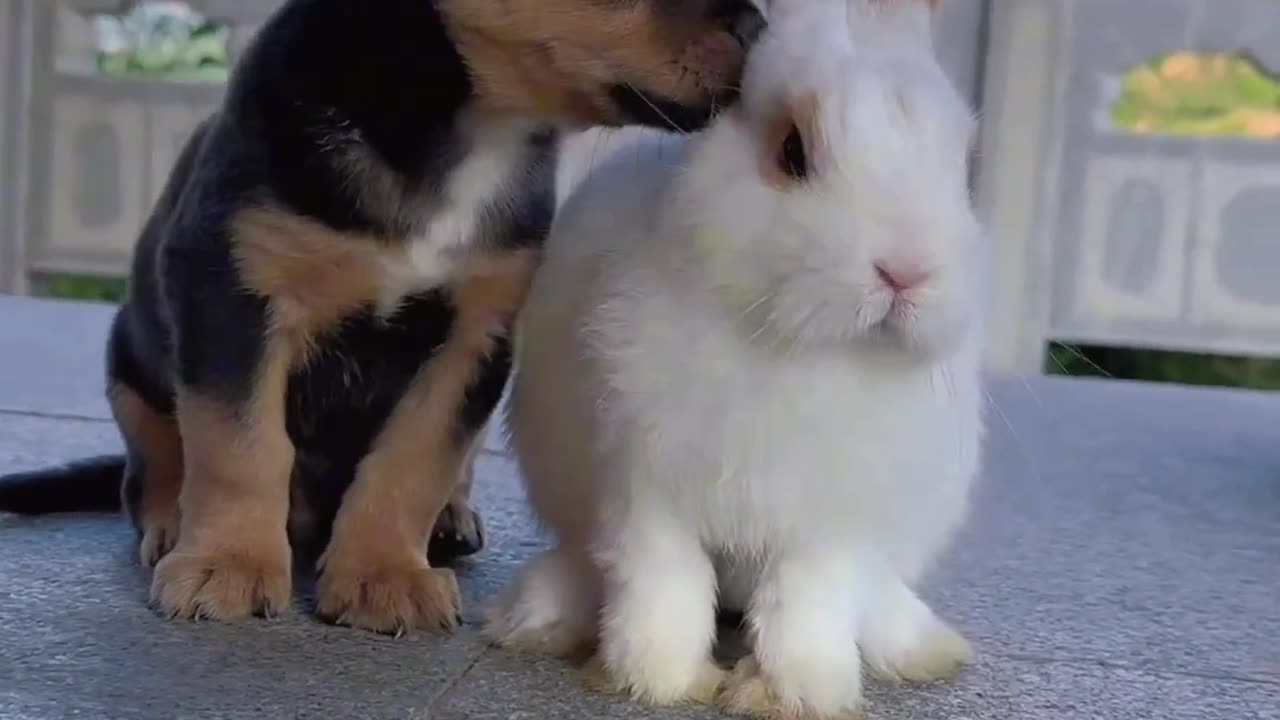 Cute puppy 🐶 and bunny 🐰