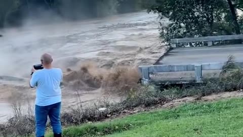 Bridge collapse from hurricane Helene