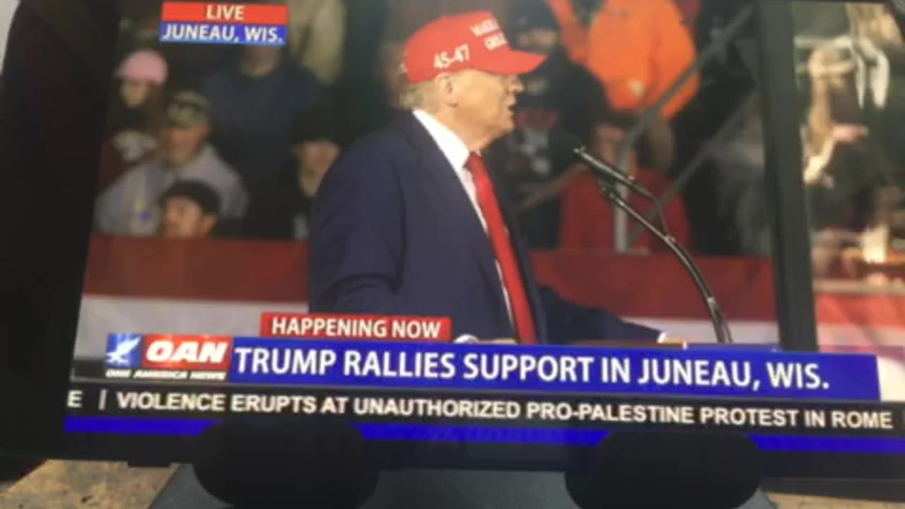 🦅 OANN Donald Trump ends wars inflation crime in Juneau Wisconsin Sunday 04:57 pm