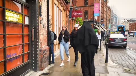 Didn't know what's behind them, reactions are funny! The Nun Prank!