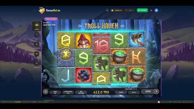 Goose Bet - 1200 TRX Win On Troll Haven Slots Machine