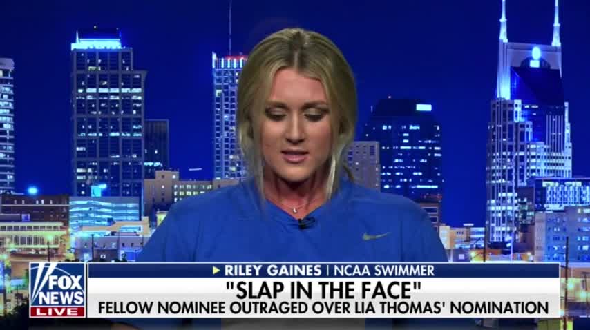 NCAA swimmer Riley Gaines reacts to Lia Thomas being nominated for Woman of the Year!