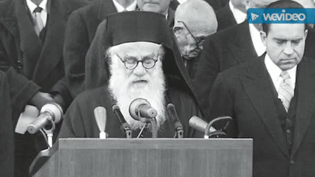 President Eisenhower conferring with Archbishop Michael of the Greek Orthodox Church