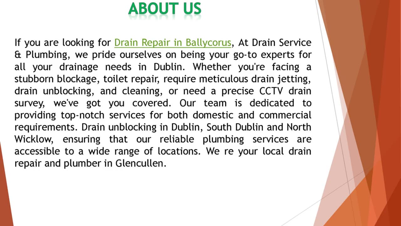 If you are looking for Drain Repair in Ballycorus