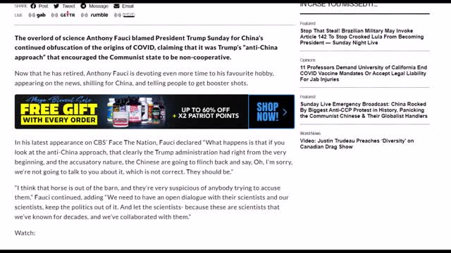 Fauci Blames Trump For China’s COVID Cover Up