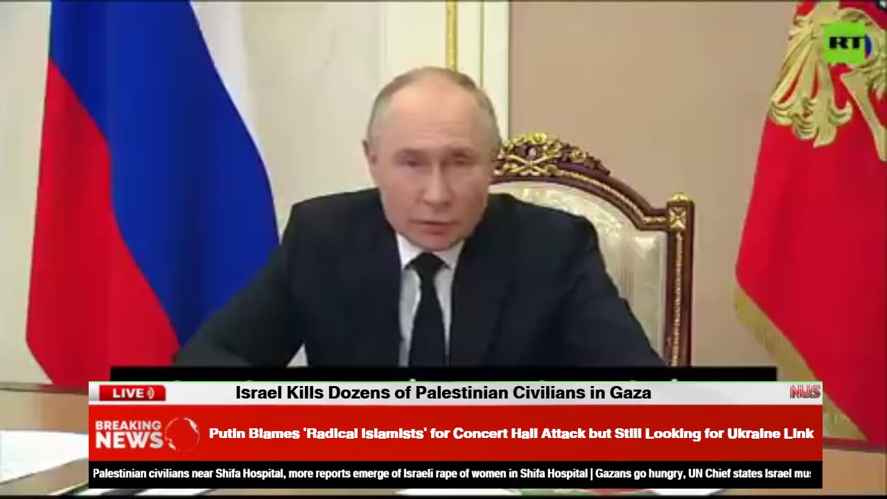 Putin Stops Short of Blaming Washington for Moscow Attack