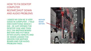 HOW TO FIX COMPUTER RESTART,AUDIO AND SHUTDOWN PROBLEM