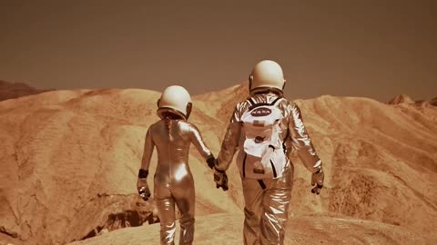 An Astronaut Couple Walkin