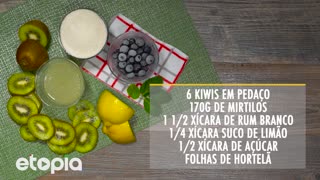 Mojito de kiwi e moras azuis.