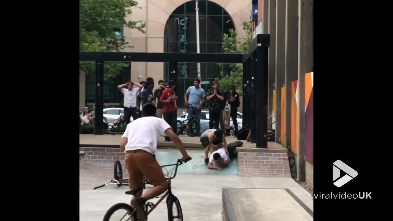 BMX balance stunt fail