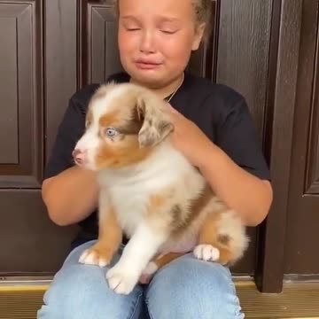 This little girl became emotional when she received her gift.