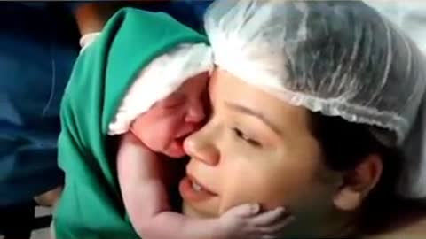 The newborn baby emotional moment