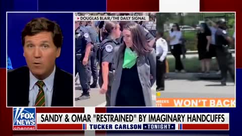 Tucker's Reaction to AOC Faking Being Handcuffed Is PRICELESS!!