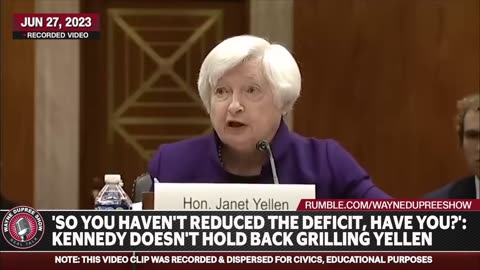 "Yellen Grilled: Did You Reduce the Deficit?" - Kennedy Holds Nothing Back