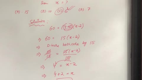 Find X value #algebraic #math #sat #gsat #mathematics #question